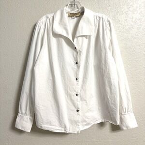 WAH‎ Maker Shirt Womens M White Frontier Western Button Up Rodeo Cowgirl *